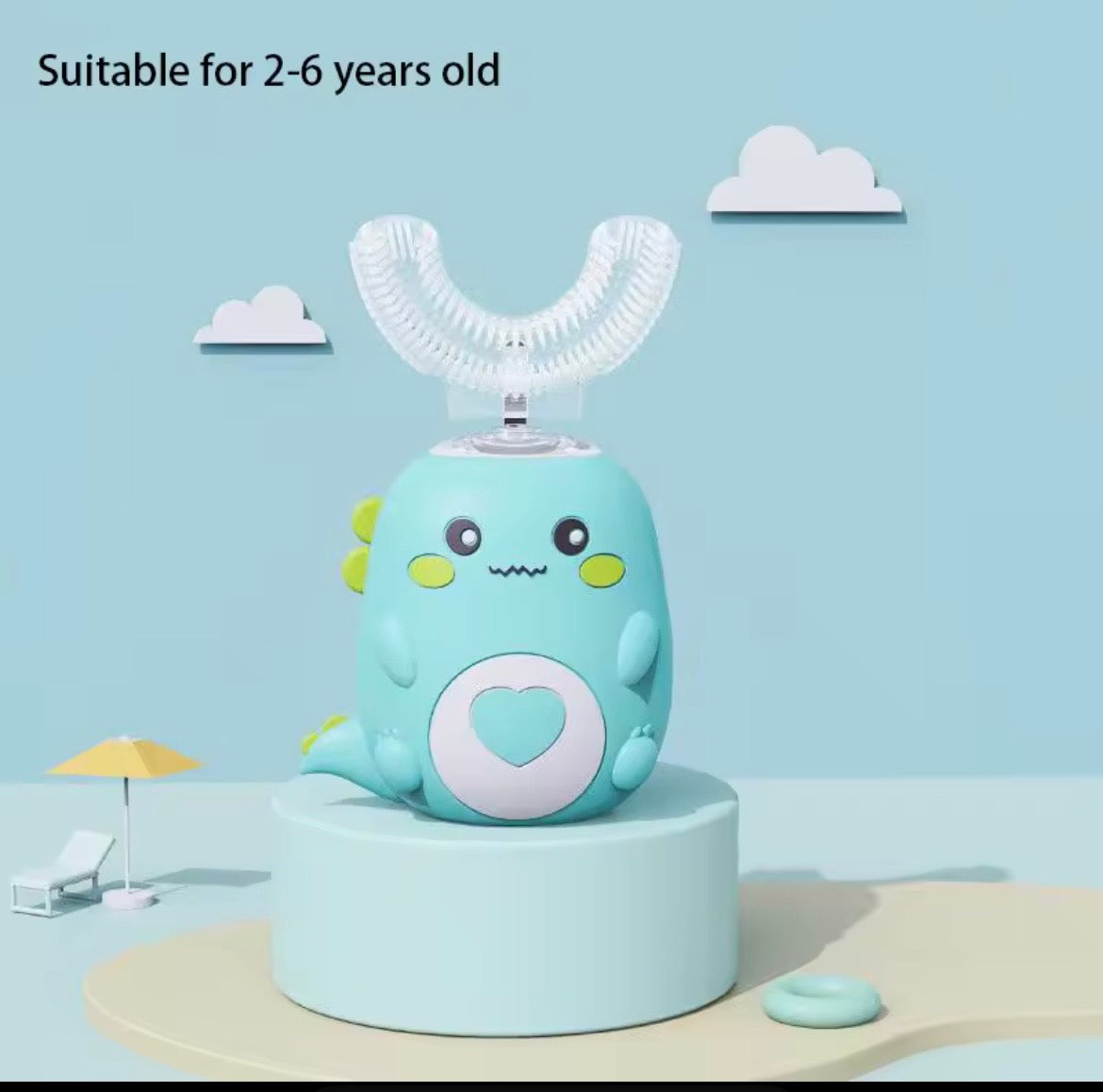 🦖 Brosse à dents électrique 360° pour enfants – Modèle Dino Ultra Doux